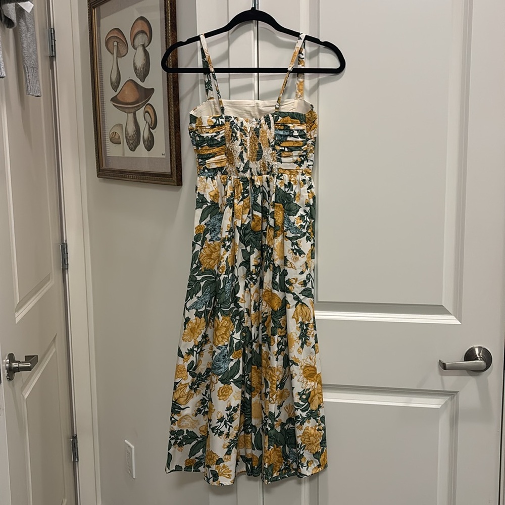 Abercrombie & fitch Floral Emerson poplin Sundress midi Yellow & Green Accents - Picture 5 of 7